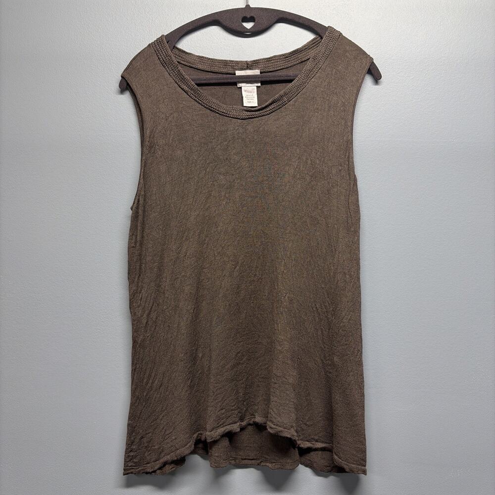 Chico’s Shirt Womens 3 Brown Sleeveless Tank Top Pullover Relaxed Fit 100% Silk